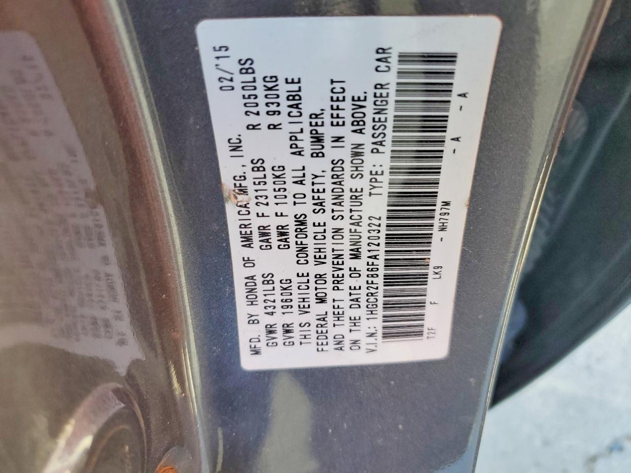 2015 Honda Accord Exl Gray vin: 1HGCR2F86FA120322