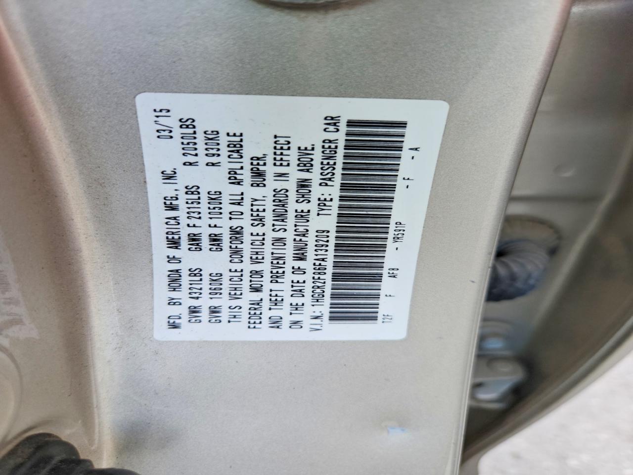 2015 Honda Accord Exl Beige vin: 1HGCR2F86FA139209