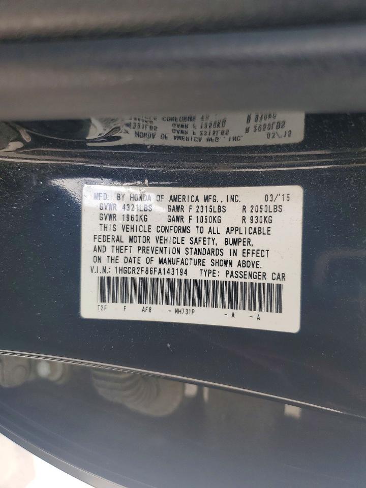 2015 Honda Accord Exl Black vin: 1HGCR2F86FA143194