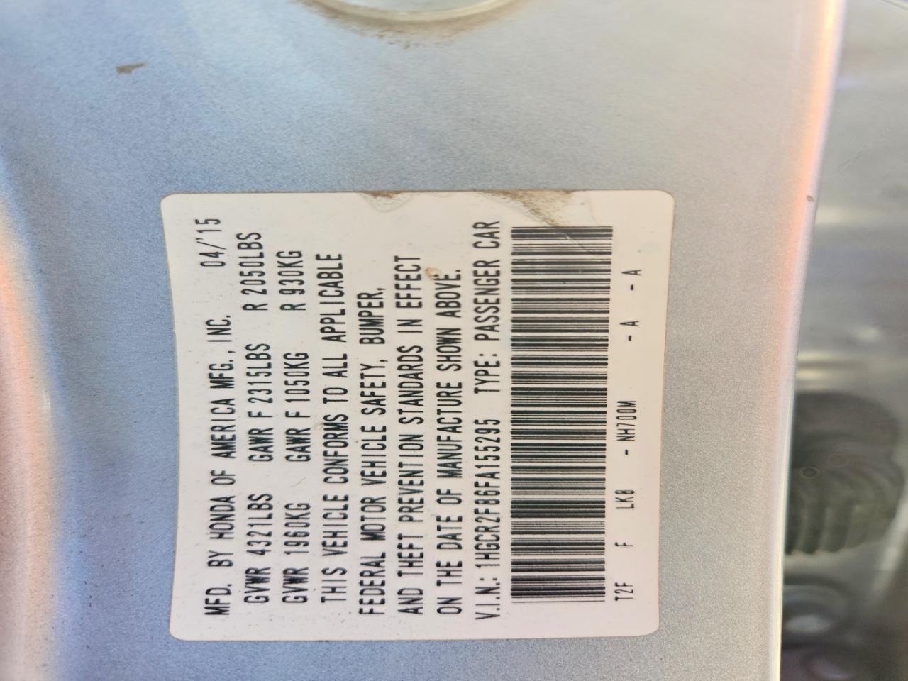 2015 Honda Accord Exl Silver vin: 1HGCR2F86FA155295