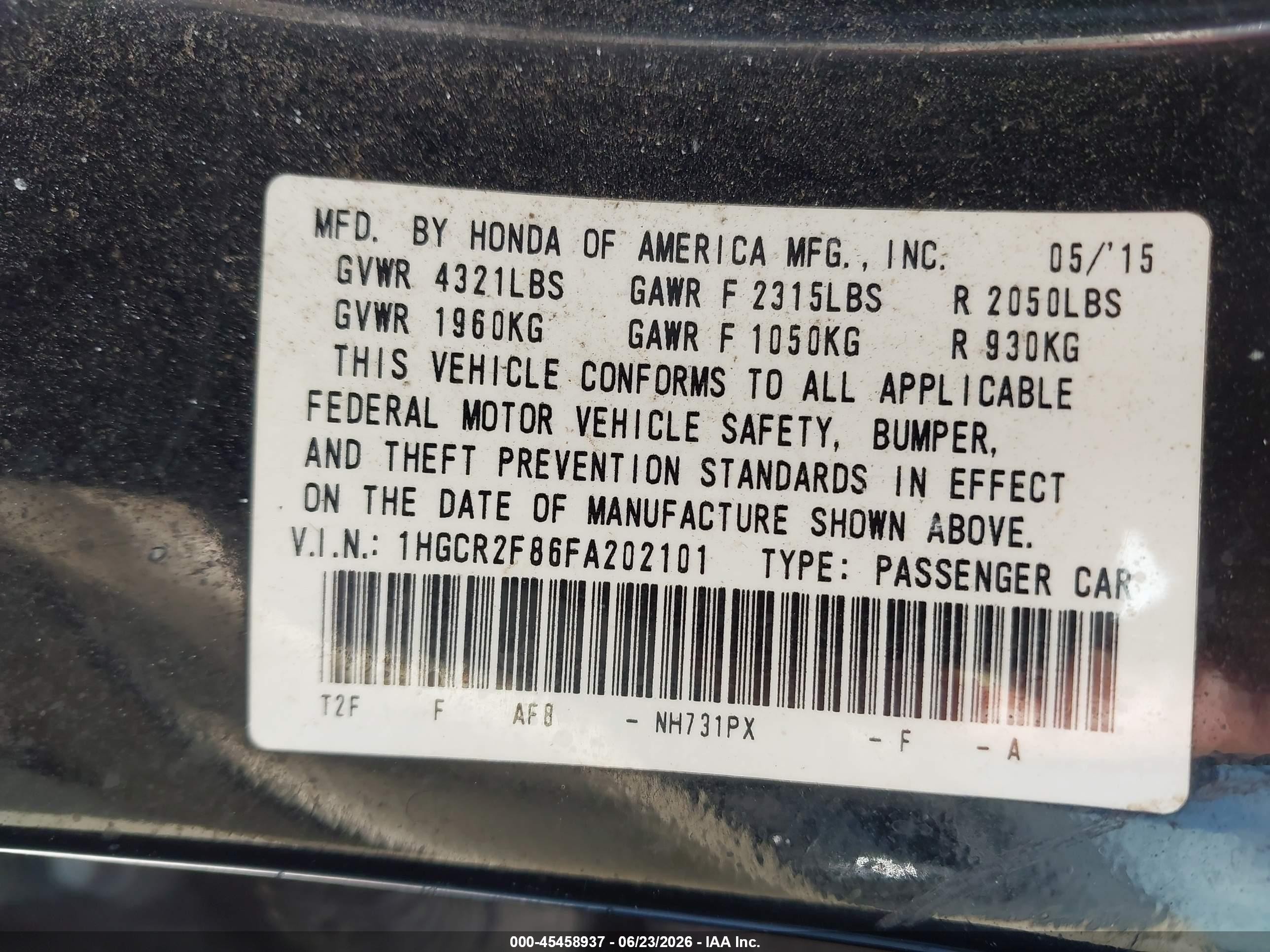 2015 Honda Accord Ex-l Black vin: 1HGCR2F86FA202101