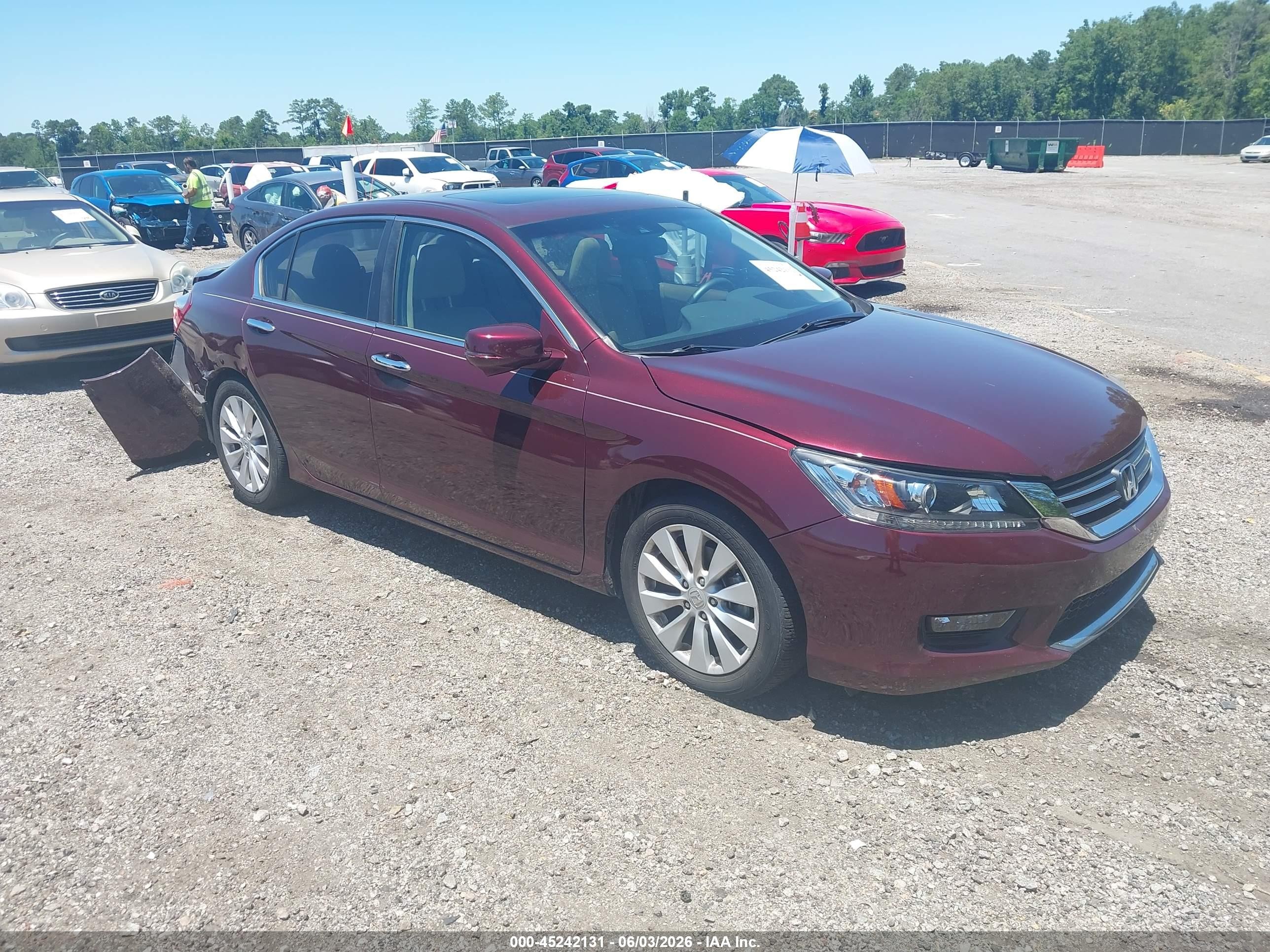 2015 Honda Accord Ex-l Red vin: 1HGCR2F86FA221344