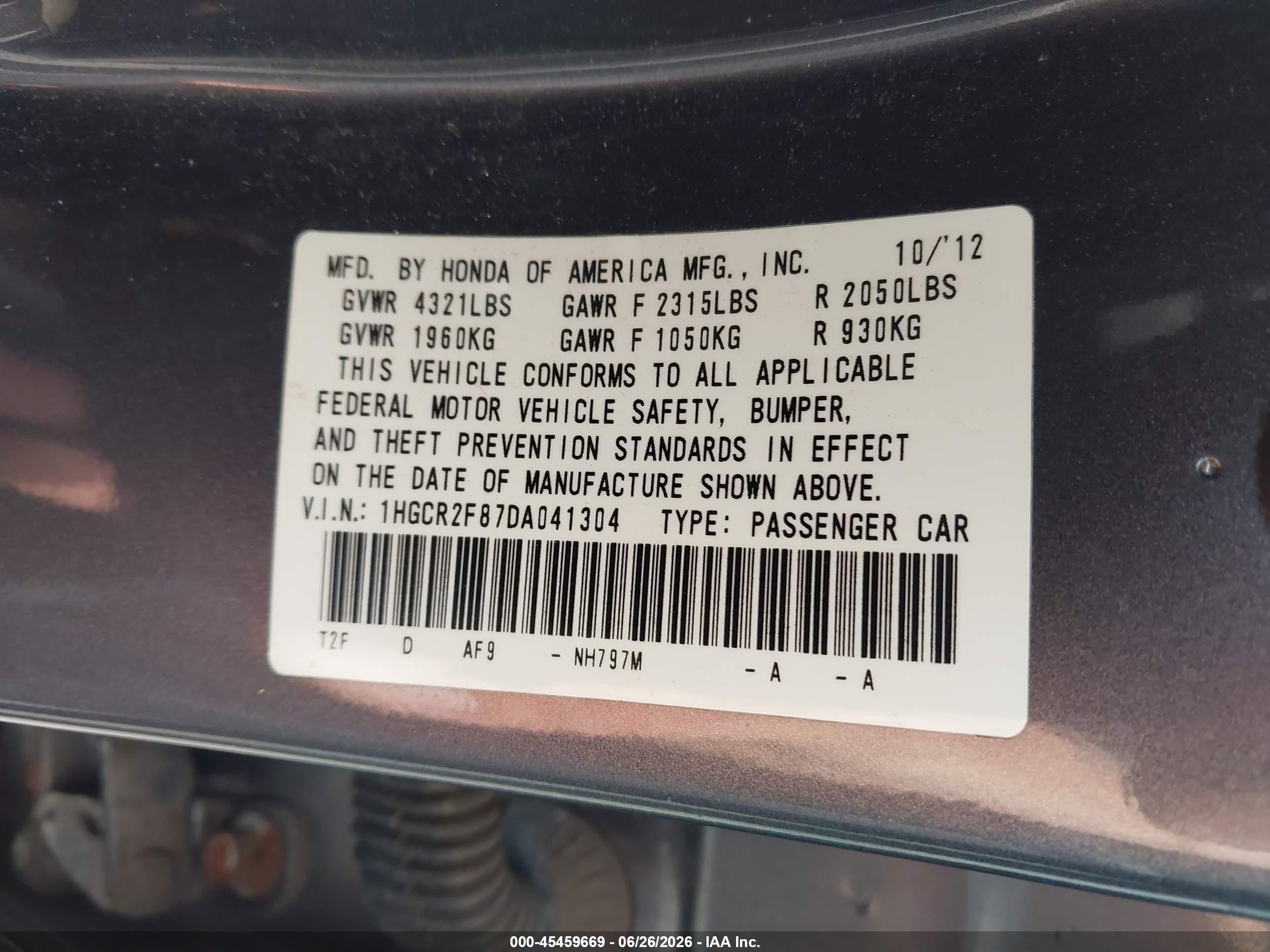 2013 Honda Accord Ex-l Gray vin: 1HGCR2F87DA041304