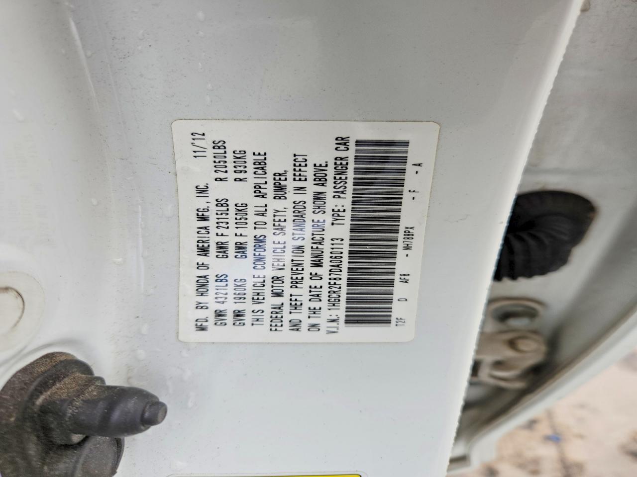 2013 Honda Accord Exl White vin: 1HGCR2F87DA060113
