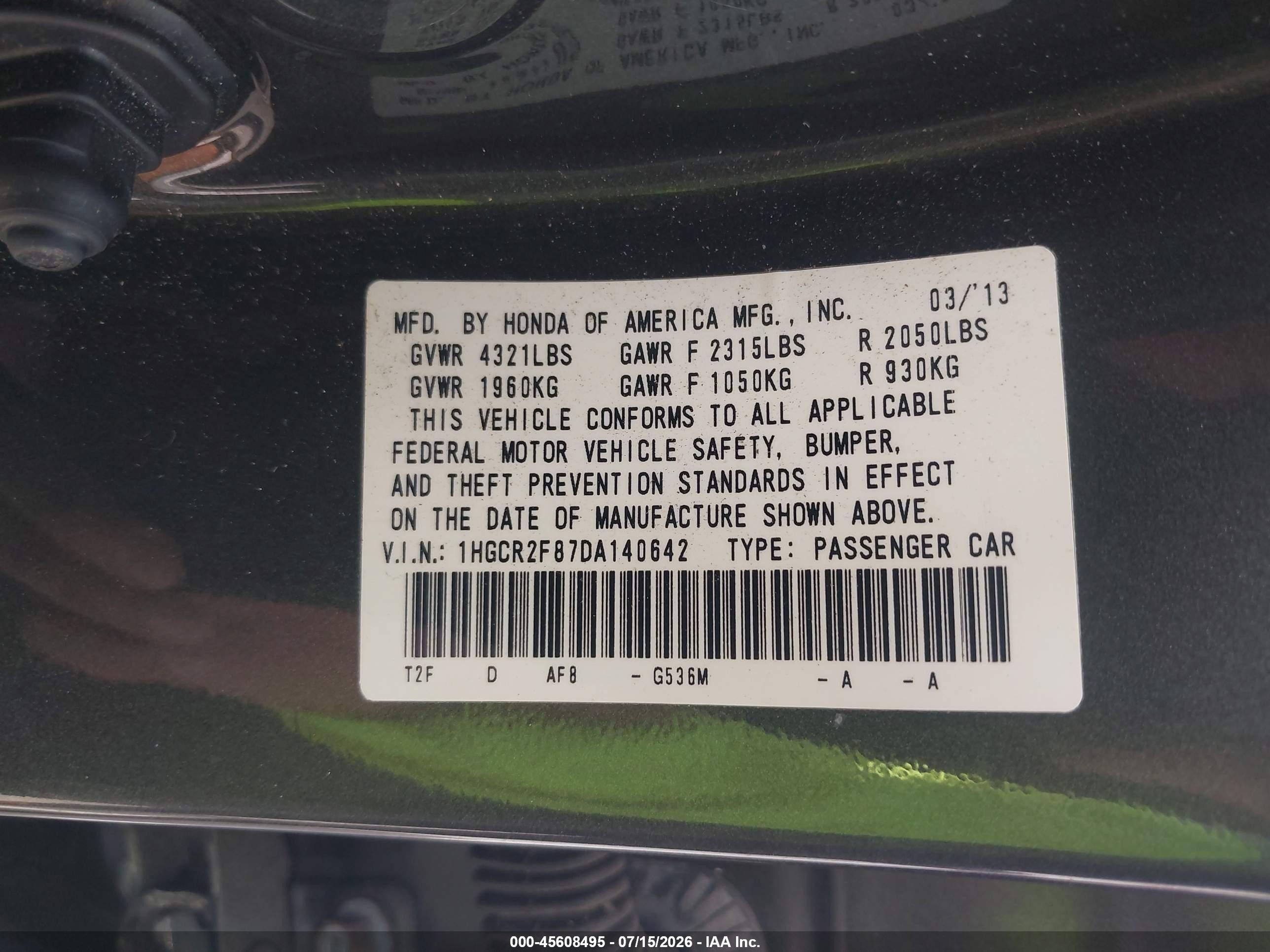 2013 Honda Accord Ex-l Серый vin: 1HGCR2F87DA140642