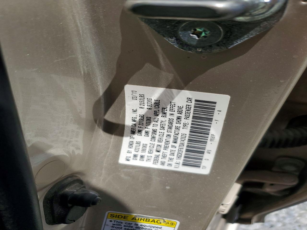 2013 Honda Accord Exl Gold vin: 1HGCR2F87DA143525