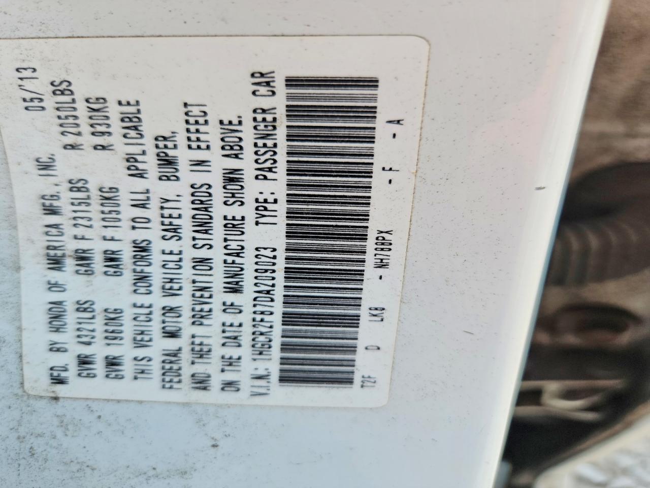 2013 Honda Accord Exl Белый vin: 1HGCR2F87DA209023