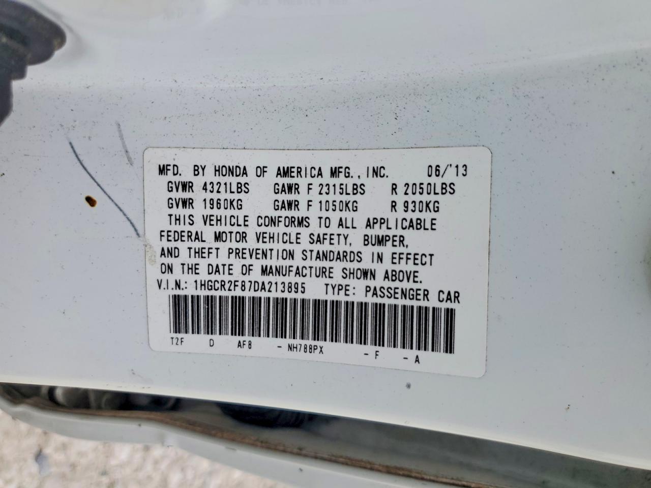 2013 Honda Accord Exl White vin: 1HGCR2F87DA213895