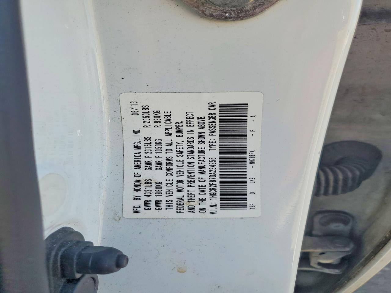 2013 Honda Accord Exl White vin: 1HGCR2F87DA234956