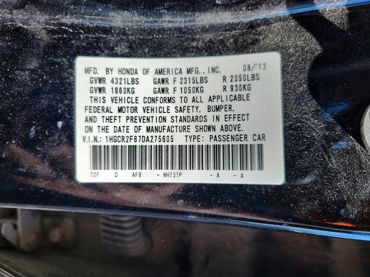 2013 Honda Accord Exl Black vin: 1HGCR2F87DA275605