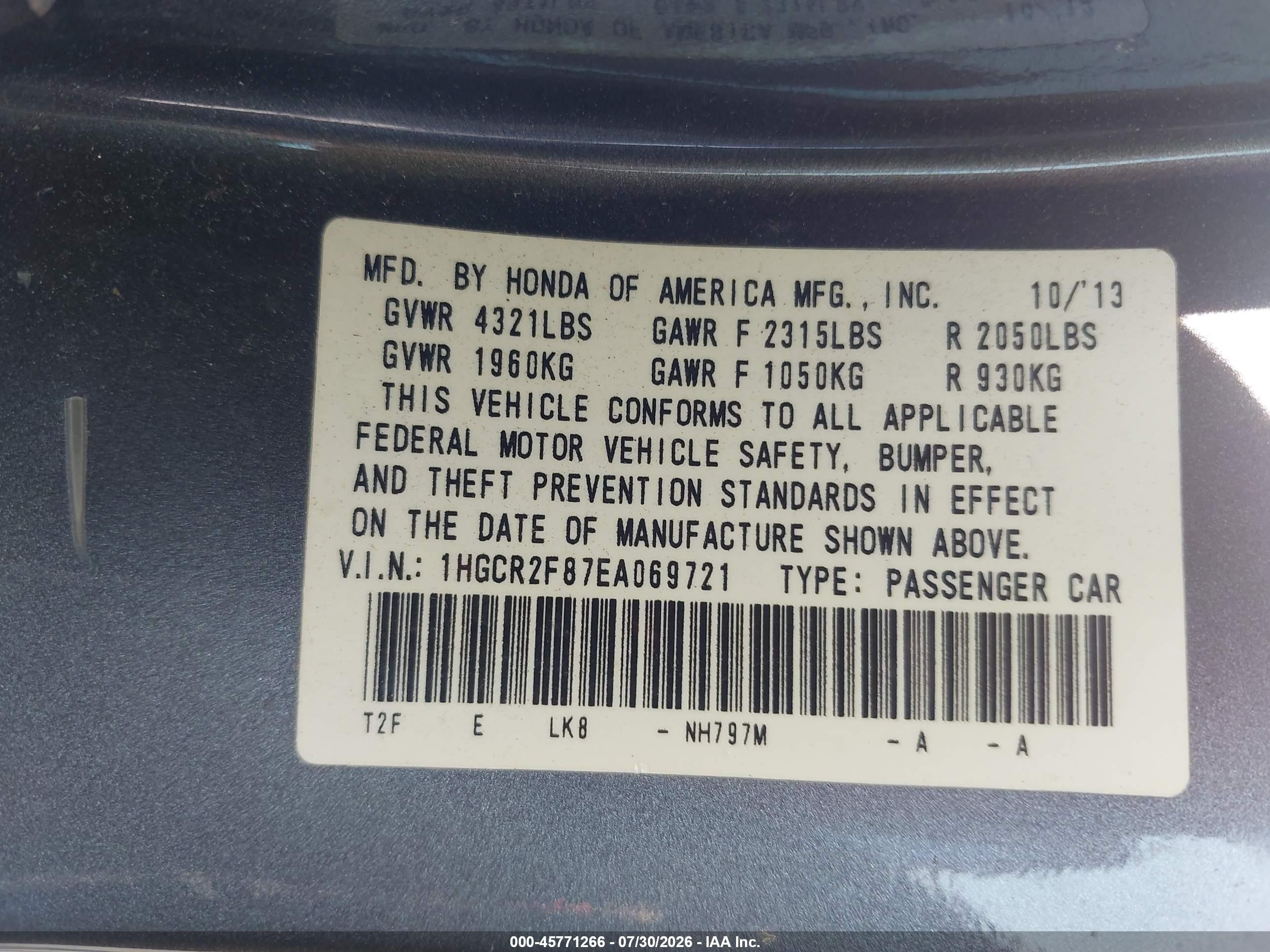 2014 Honda Accord Ex-l Gray vin: 1HGCR2F87EA069721