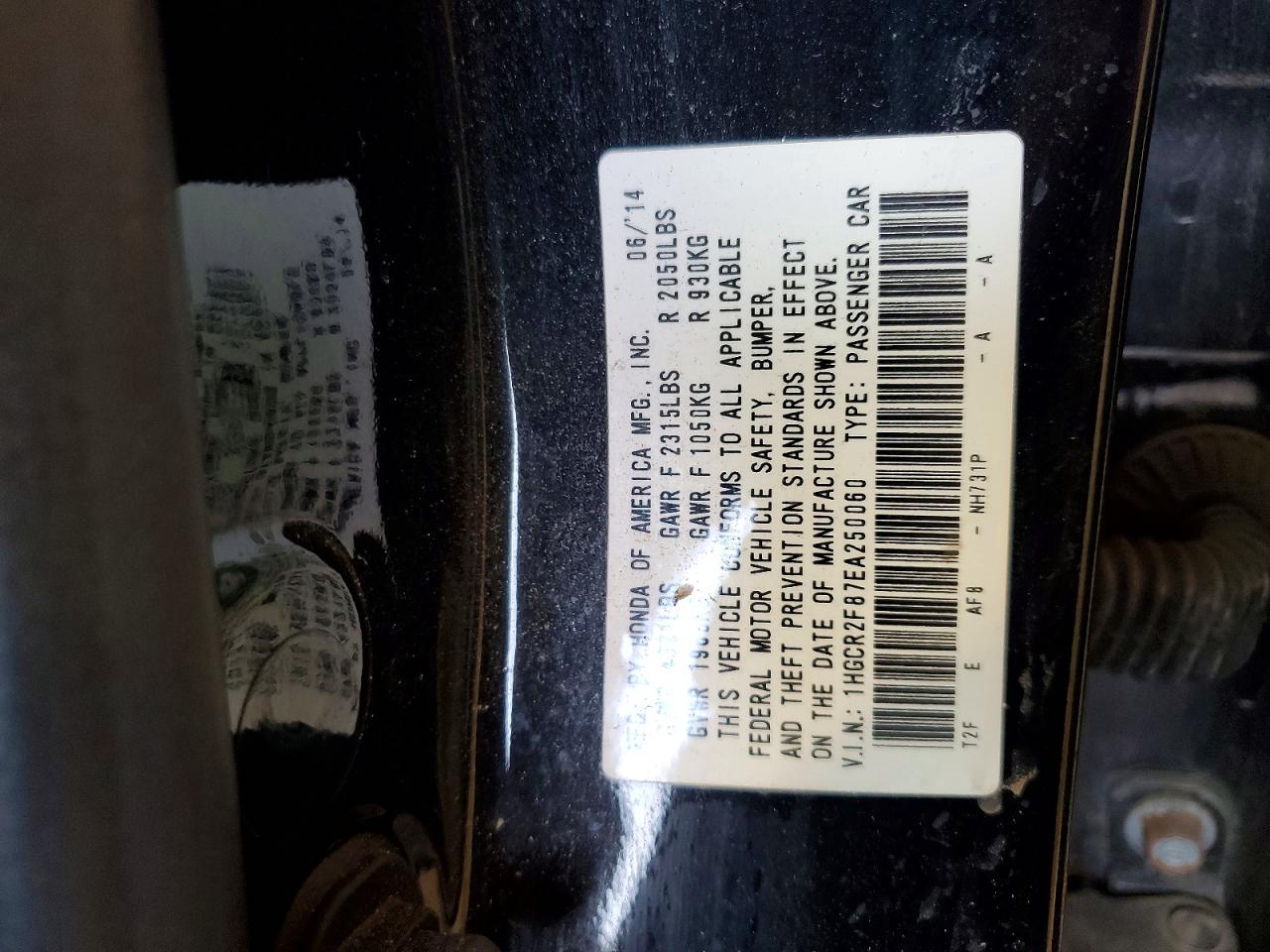 2014 Honda Accord Exl Черный vin: 1HGCR2F87EA250060