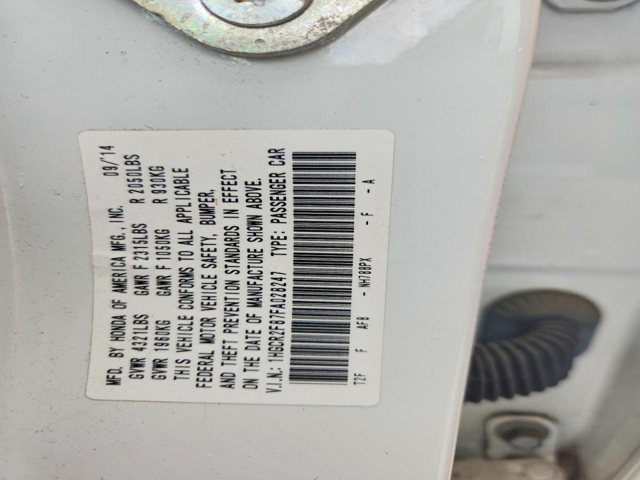 2015 Honda Accord Exl White vin: 1HGCR2F87FA028247