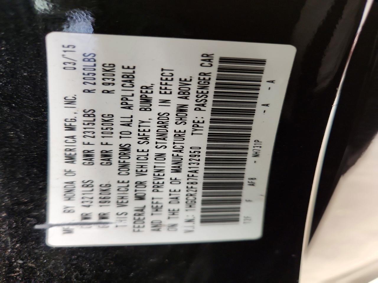 2015 Honda Accord Exl Black vin: 1HGCR2F87FA132950