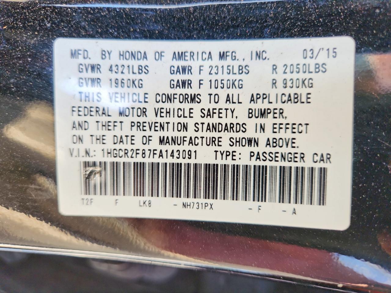 2015 Honda Accord Exl Black vin: 1HGCR2F87FA143091