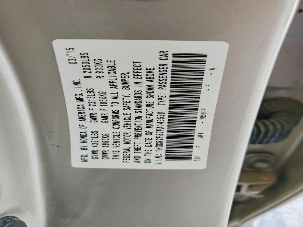 2015 Honda Accord Exl Cream vin: 1HGCR2F87FA143530