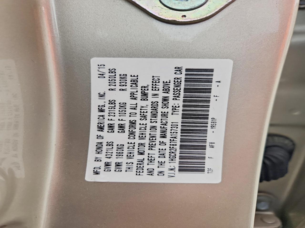 2015 Honda Accord Exl Gold vin: 1HGCR2F87FA157301