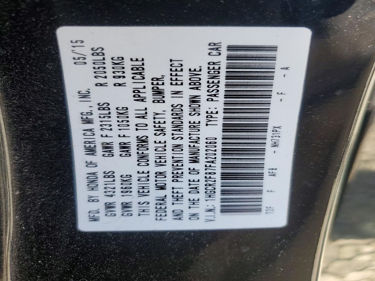 2015 Honda Accord Exl Black vin: 1HGCR2F87FA202060