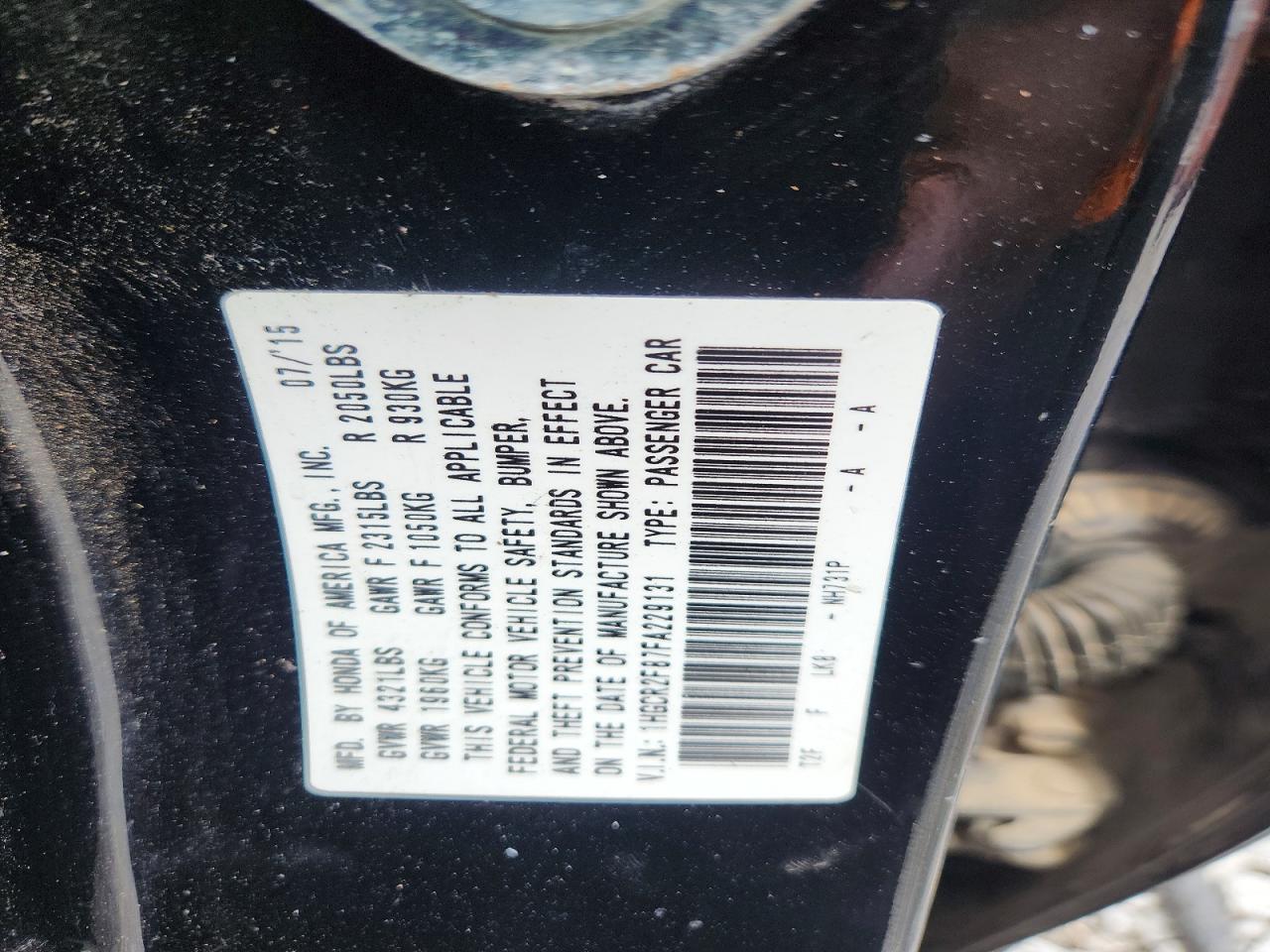 2015 Honda Accord Exl Черный vin: 1HGCR2F87FA229131