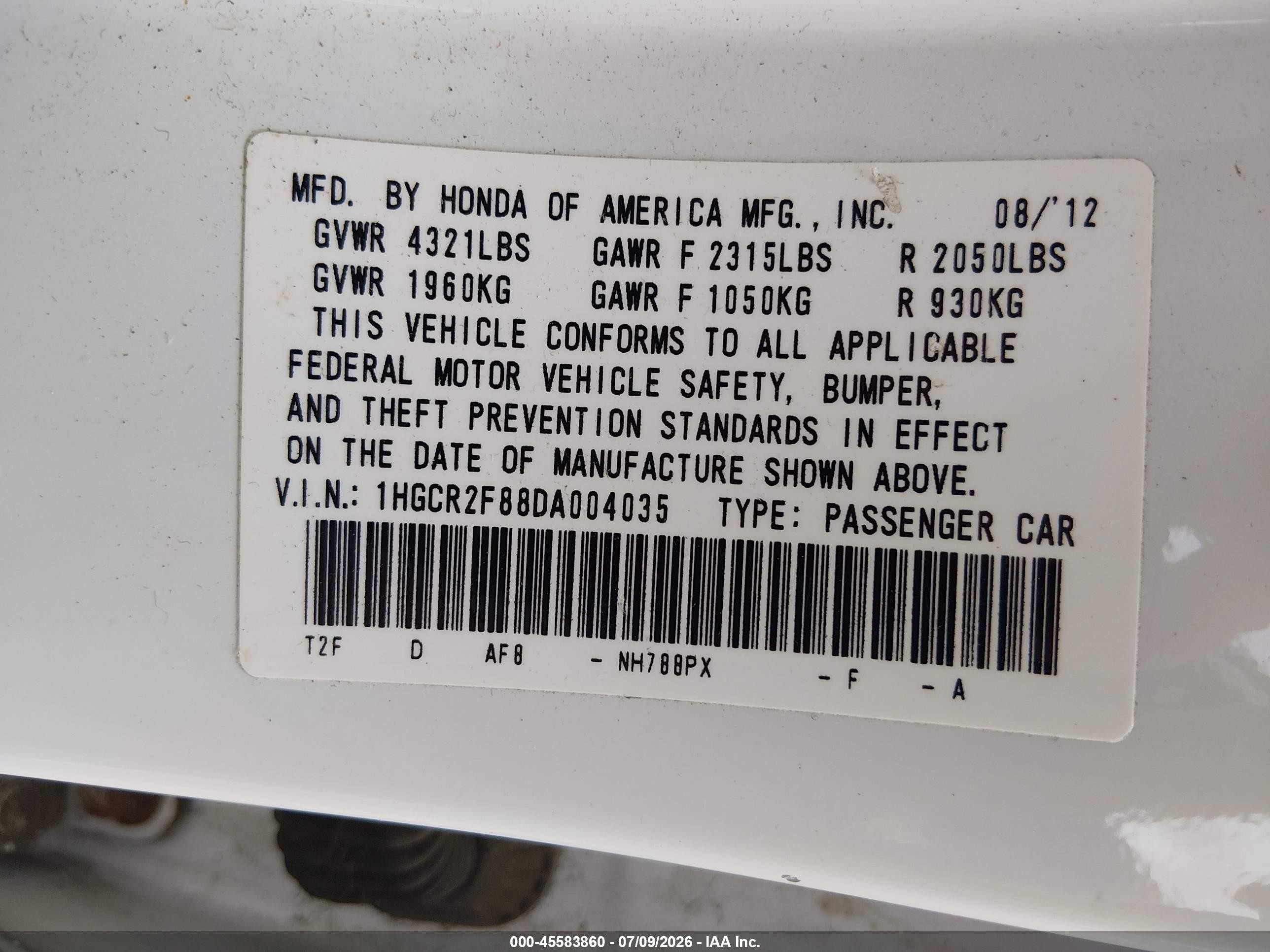 2013 Honda Accord Ex-l White vin: 1HGCR2F88DA004035