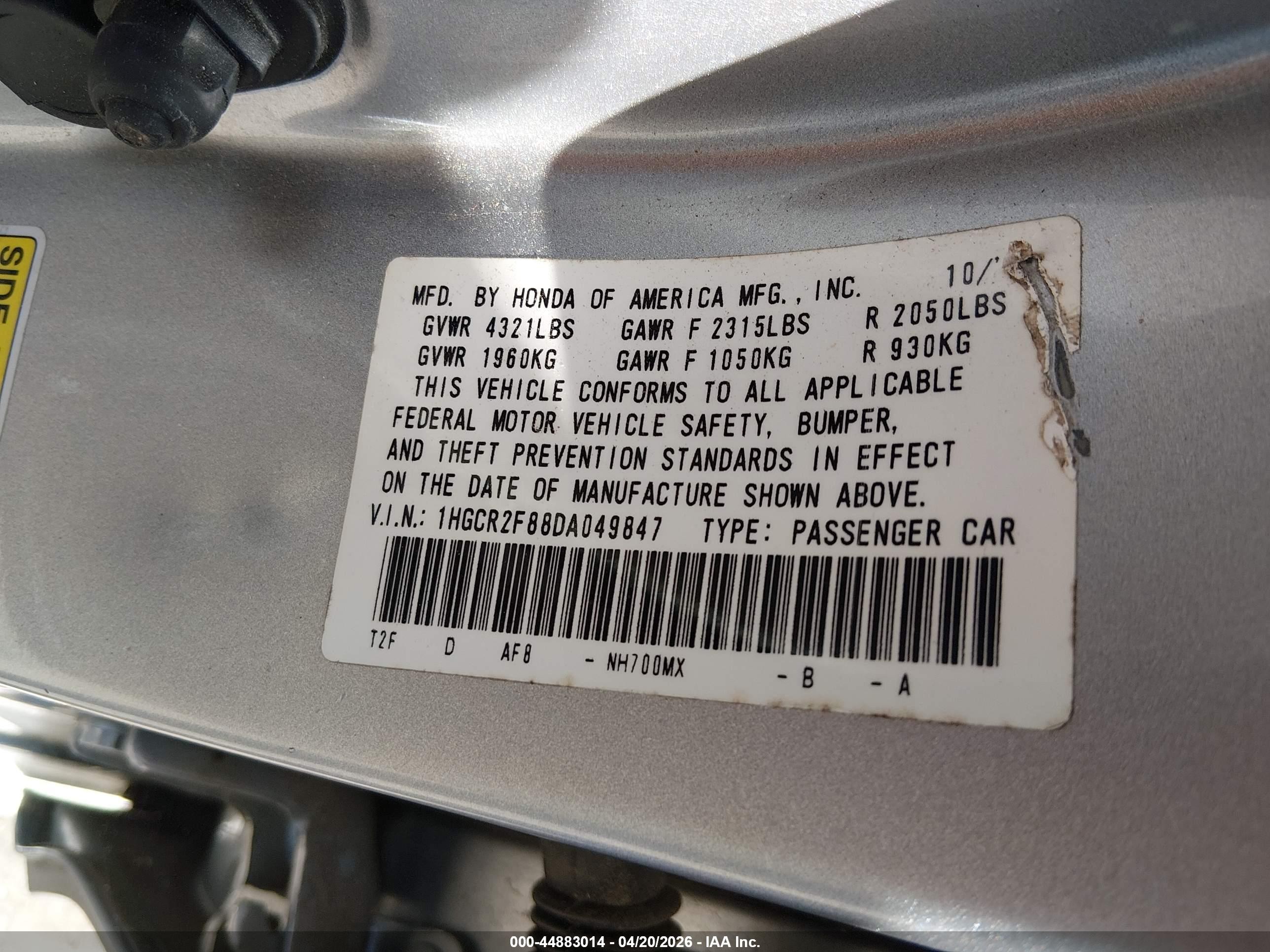 2013 Honda Accord Ex-l Silver vin: 1HGCR2F88DA049847