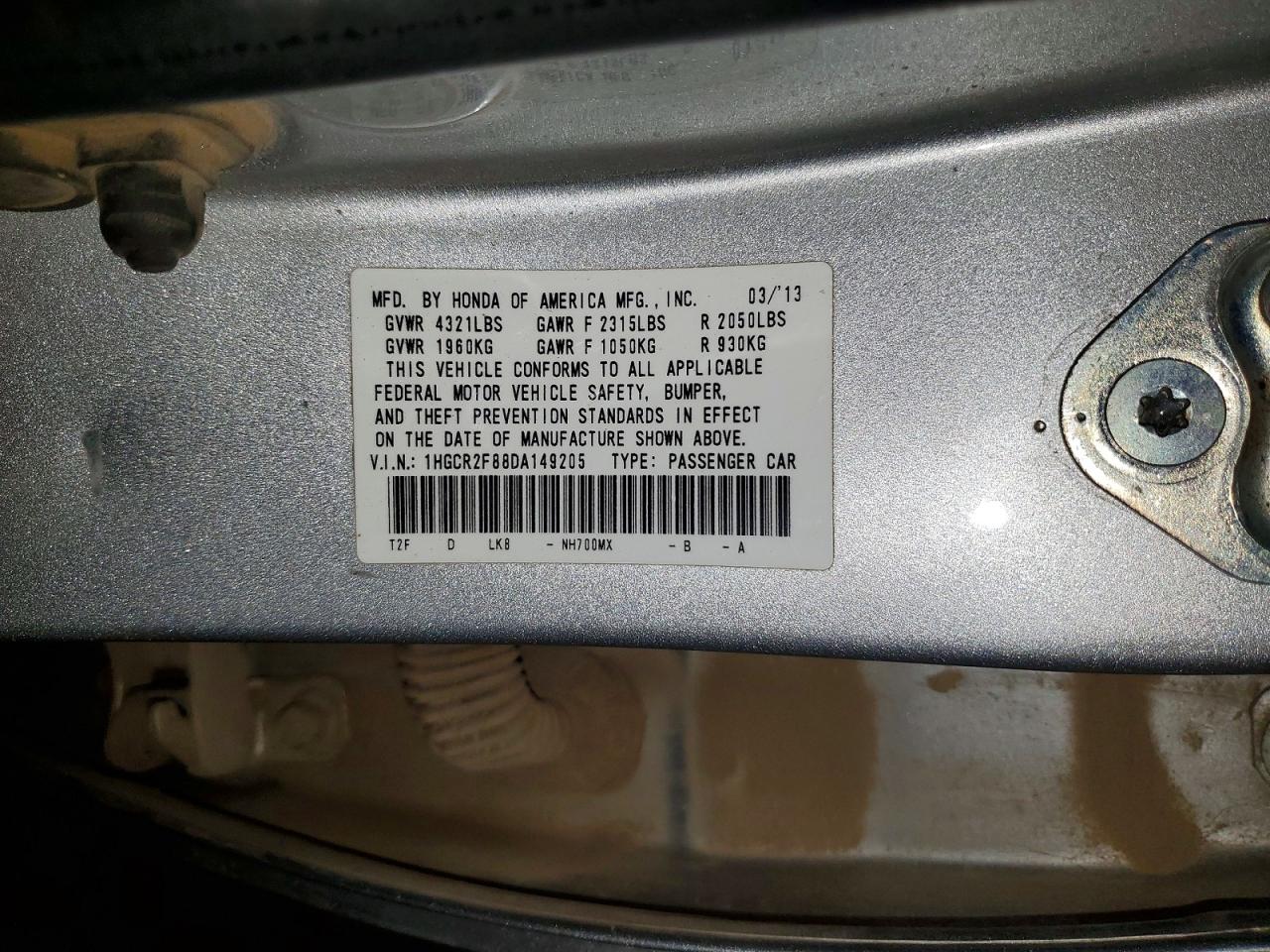 2013 Honda Accord Exl Silver vin: 1HGCR2F88DA149205