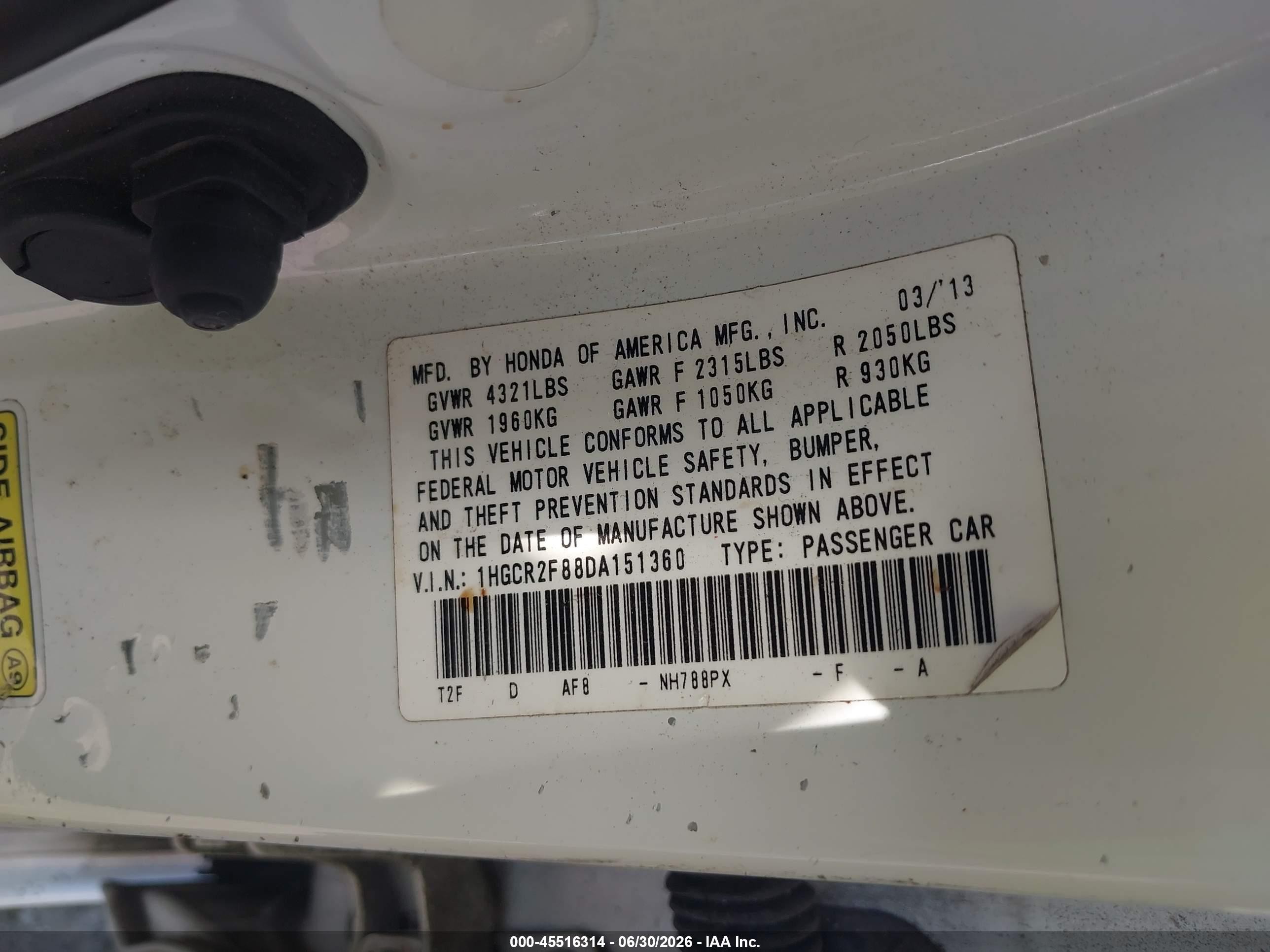 2013 Honda Accord Ex-l White vin: 1HGCR2F88DA151360