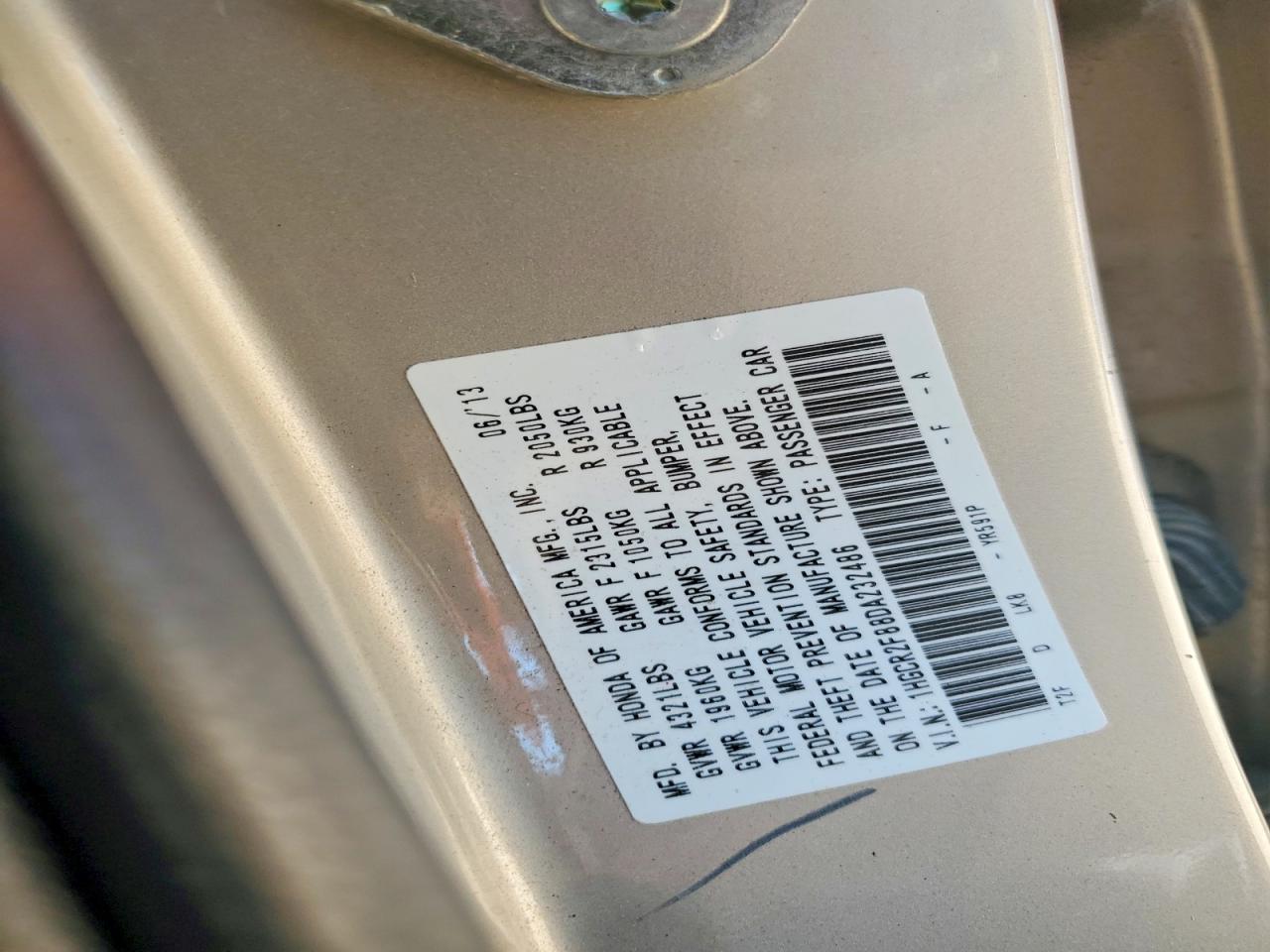 2013 Honda Accord Exl Gold vin: 1HGCR2F88DA232486