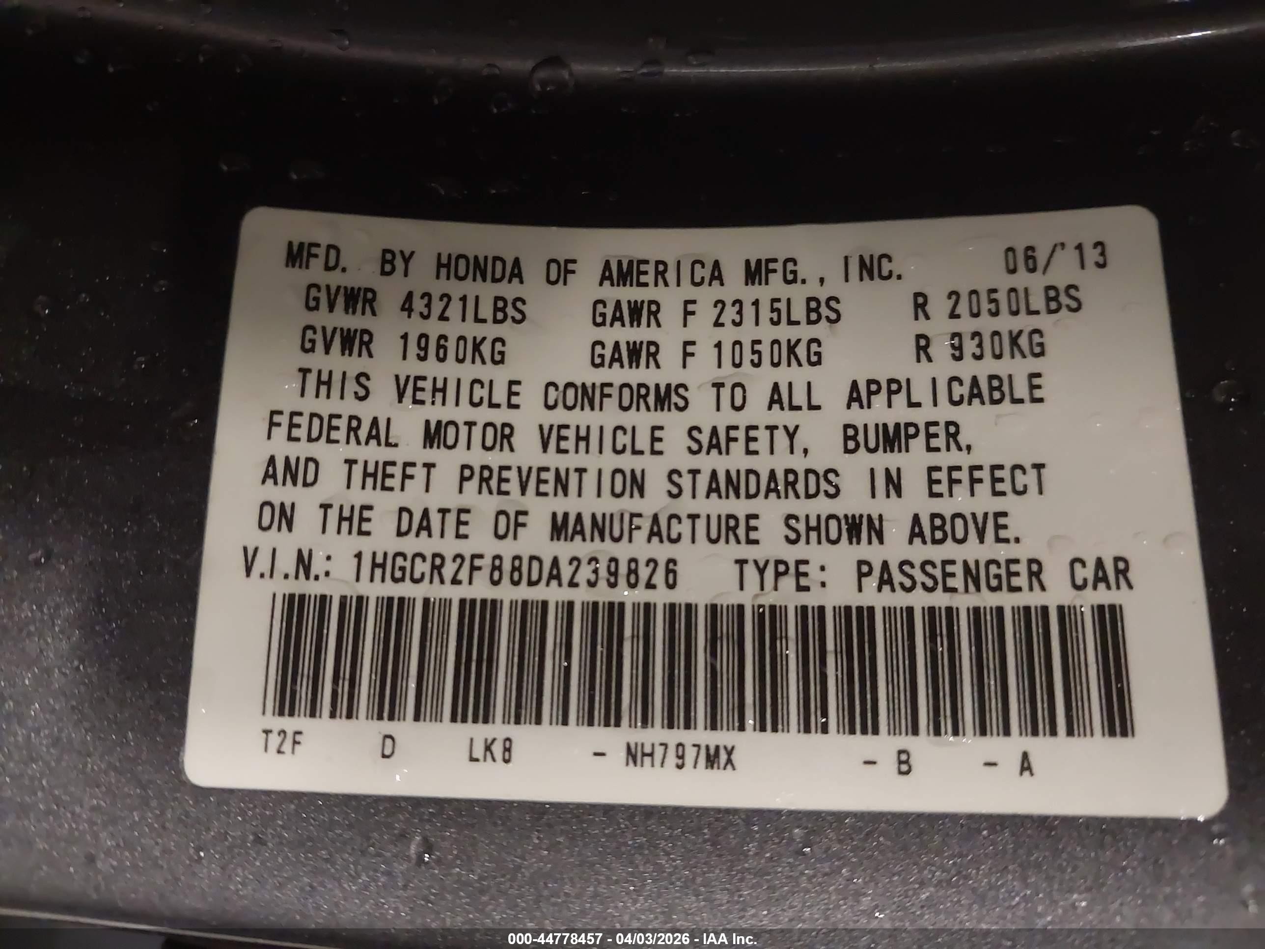 2013 Honda Accord Ex-l Gray vin: 1HGCR2F88DA239826