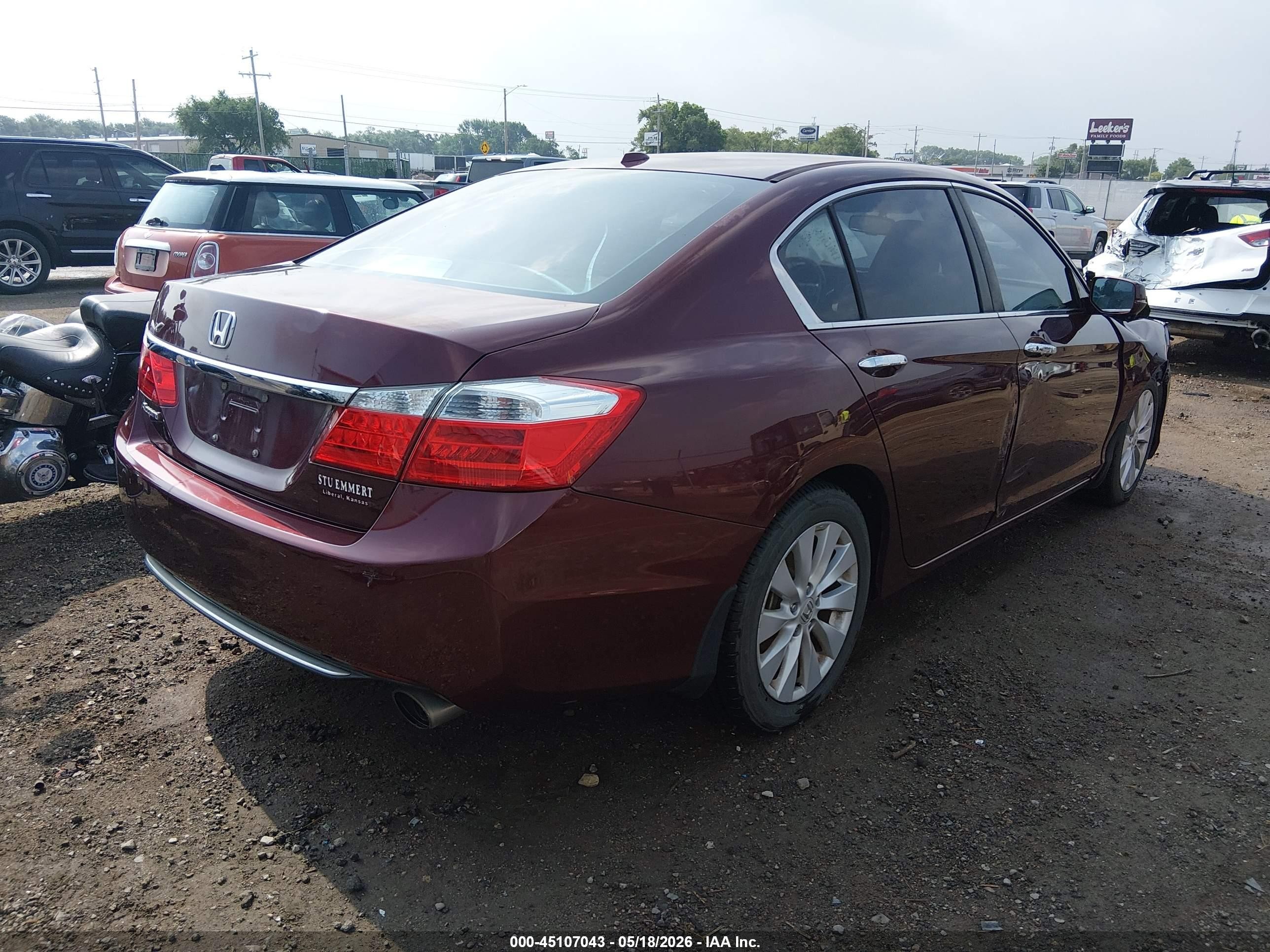 2013 Honda Accord Ex-l Maroon vin: 1HGCR2F88DA272647