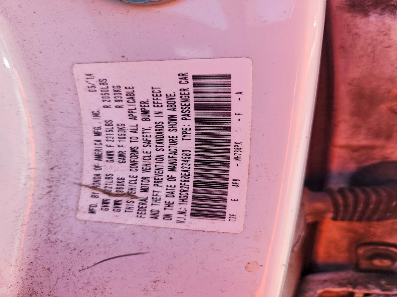 2014 Honda Accord Exl White vin: 1HGCR2F88EA234580