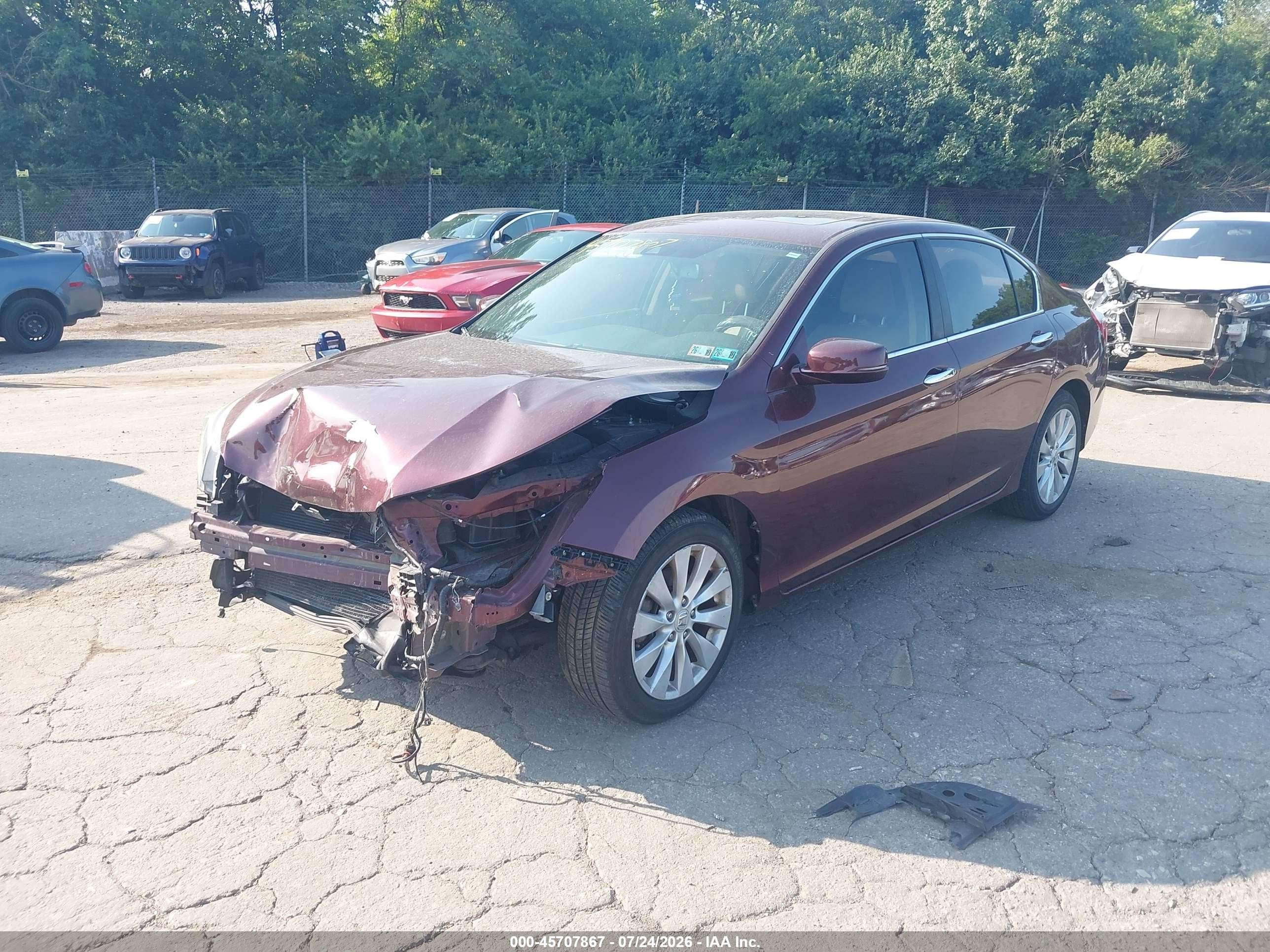 2015 Honda Accord Ex-l Maroon vin: 1HGCR2F88FA027690
