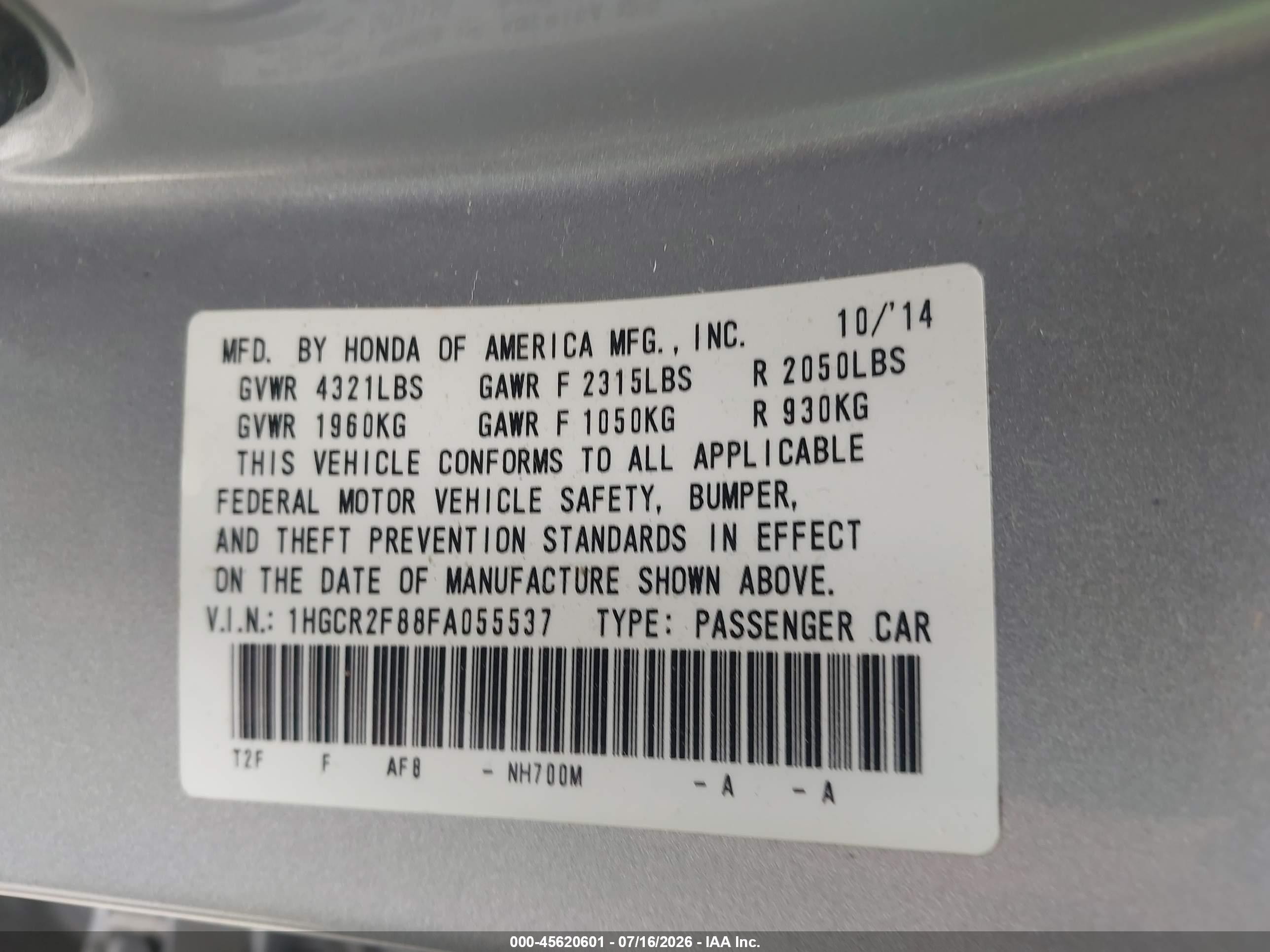 2015 Honda Accord Ex-l Silver vin: 1HGCR2F88FA055537