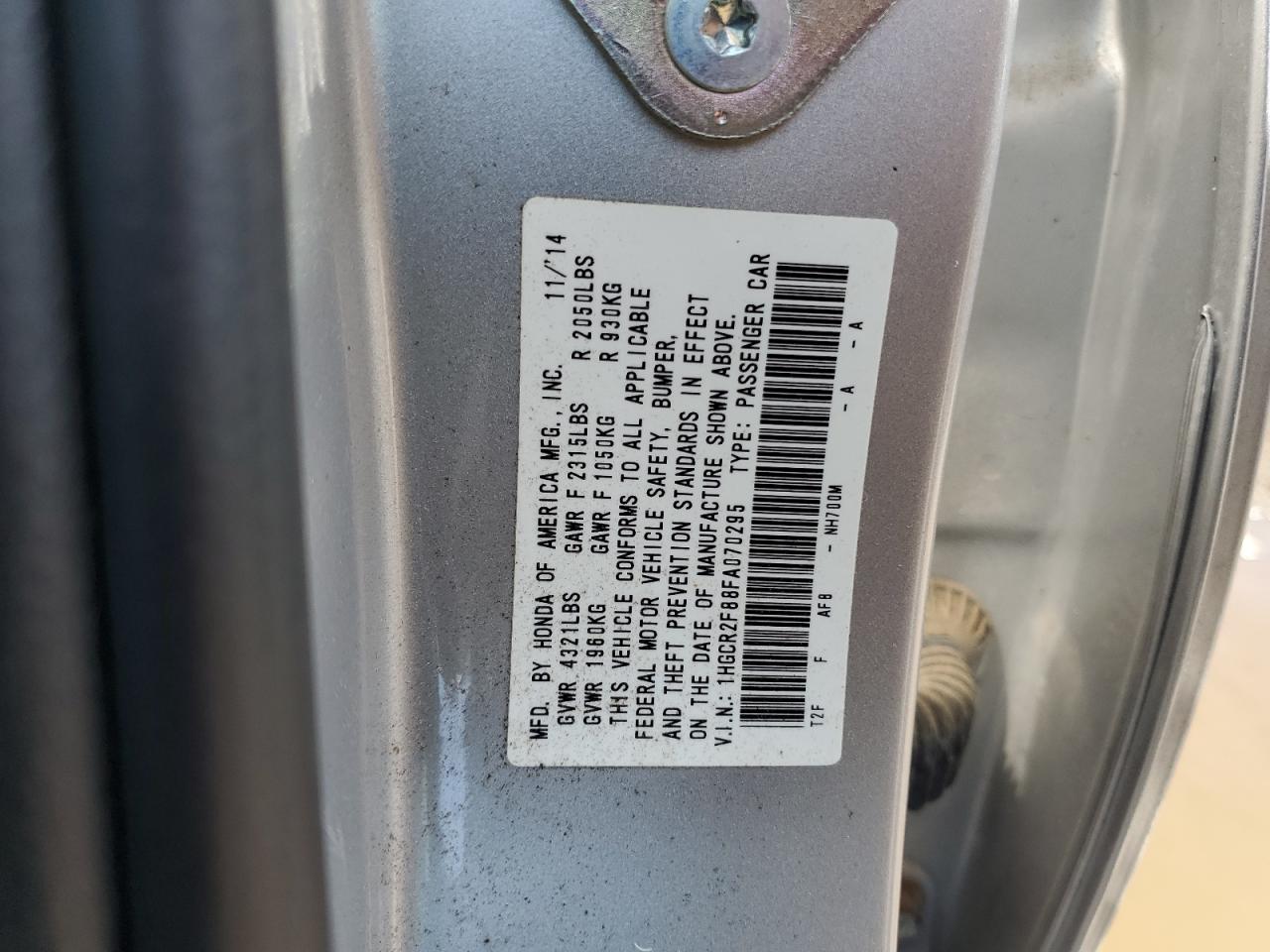 2015 Honda Accord Exl Серебряный vin: 1HGCR2F88FA070295