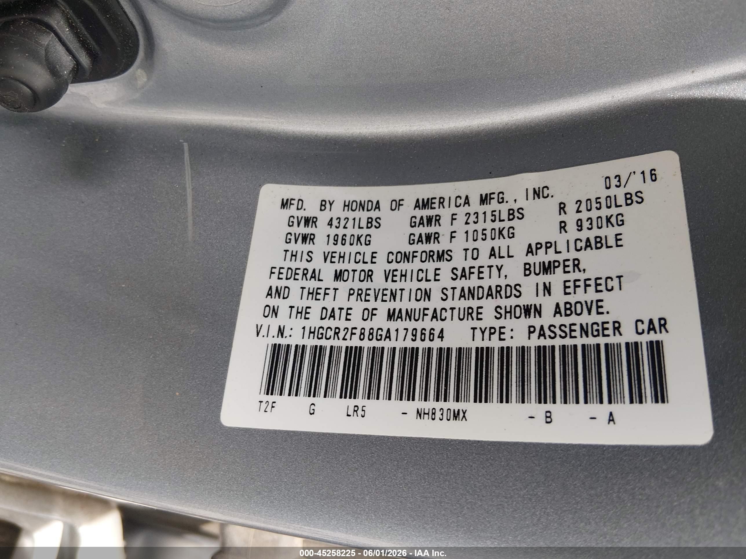 2016 Honda Accord Ex-l Silver vin: 1HGCR2F88GA179664
