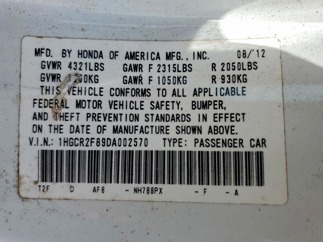 2013 Honda Accord Exl White vin: 1HGCR2F89DA002570
