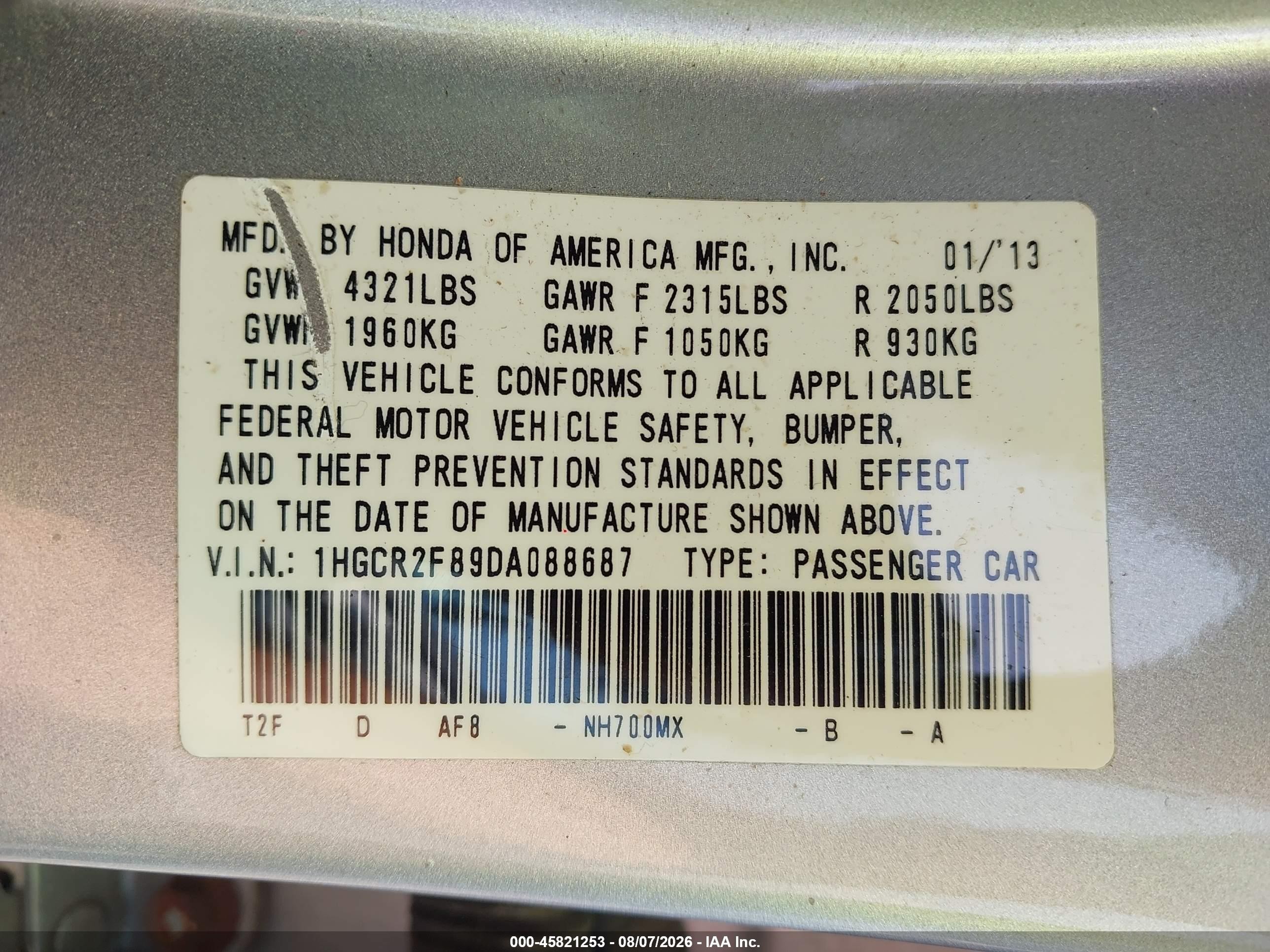 2013 Honda Accord Ex-l Серебряный vin: 1HGCR2F89DA088687