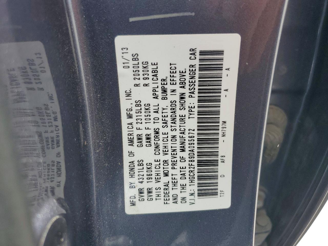 2013 Honda Accord Exl Gray vin: 1HGCR2F89DA095672
