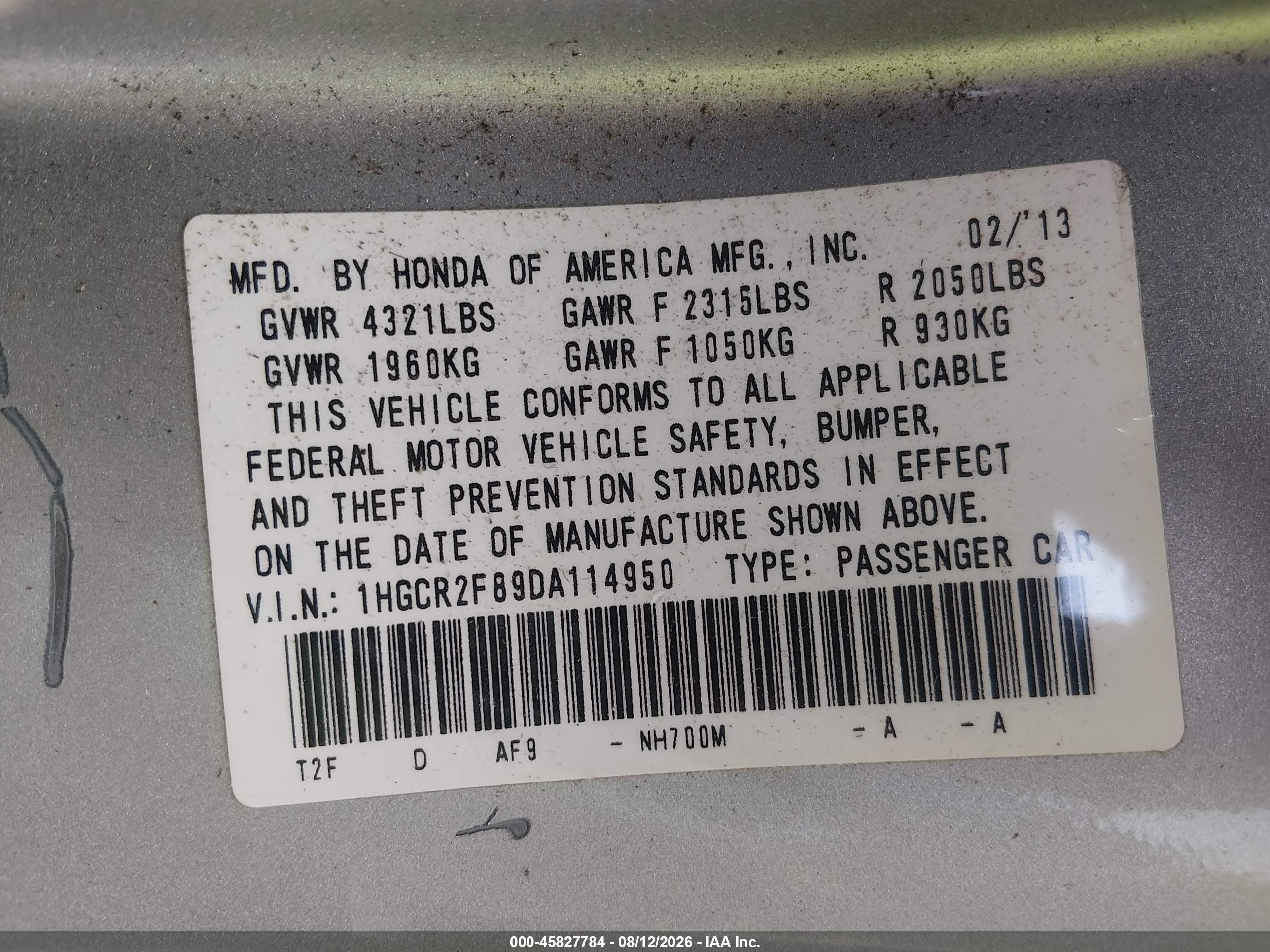 2013 Honda Accord Ex-l Silver vin: 1HGCR2F89DA114950