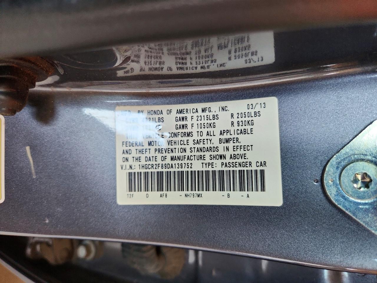2013 Honda Accord Exl Gray vin: 1HGCR2F89DA139752