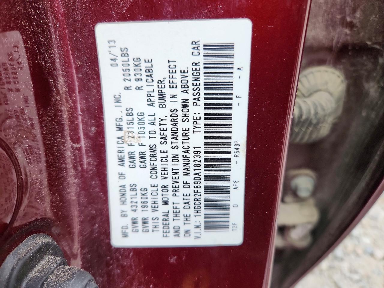 2013 Honda Accord Exl Burgundy vin: 1HGCR2F89DA182391