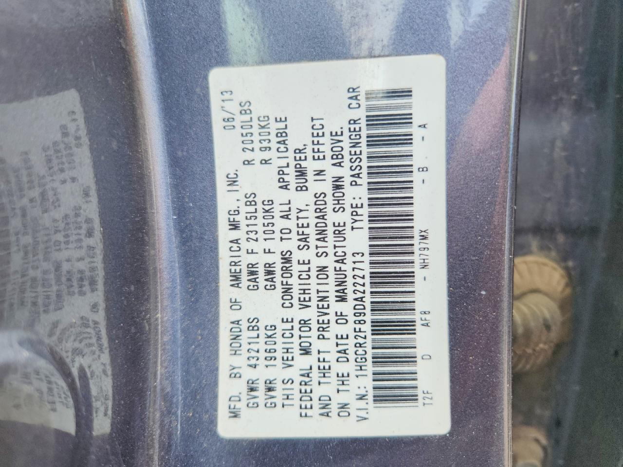 2013 Honda Accord Exl Gray vin: 1HGCR2F89DA222713
