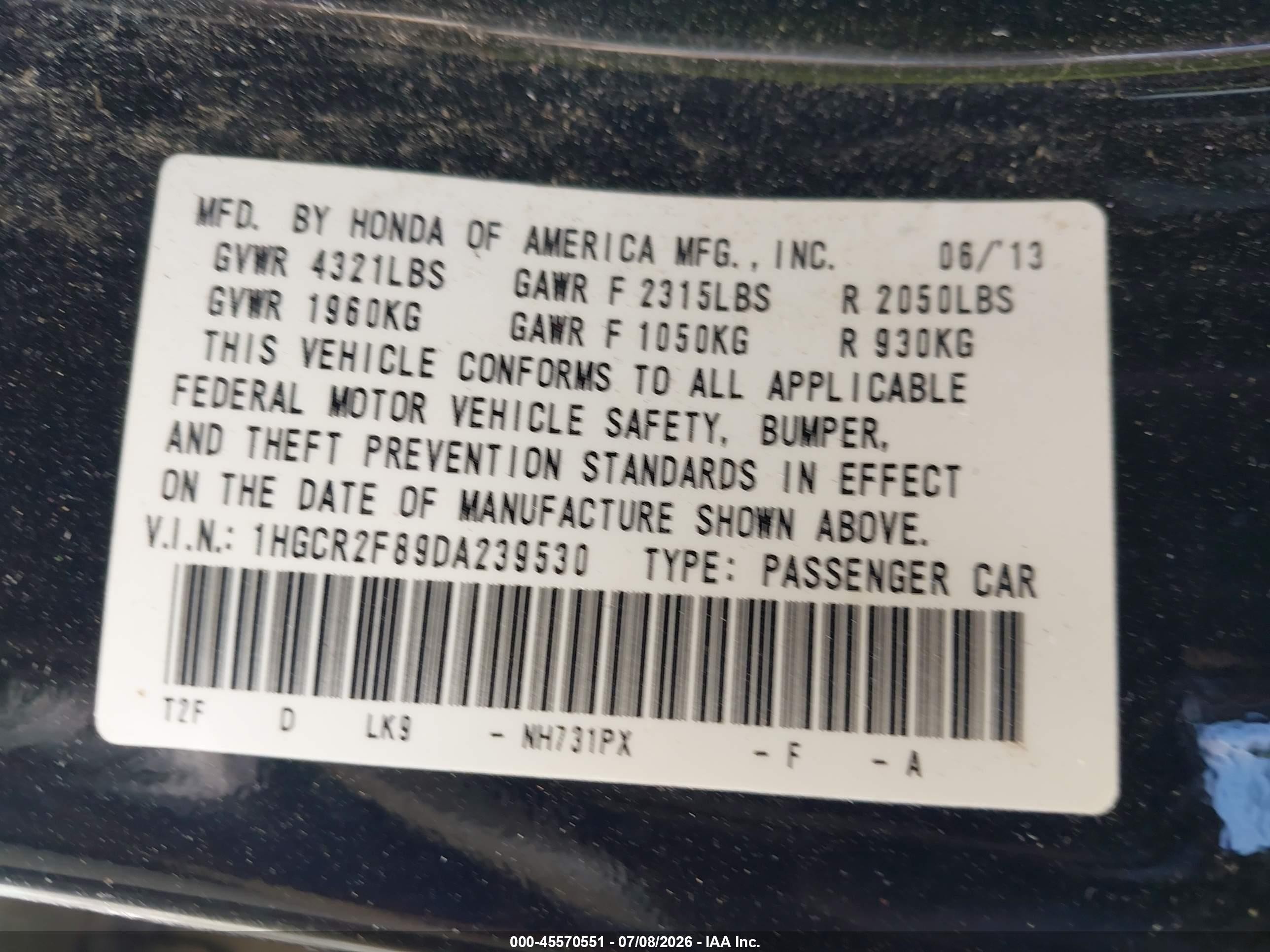 2013 Honda Accord Ex-l Black vin: 1HGCR2F89DA239530