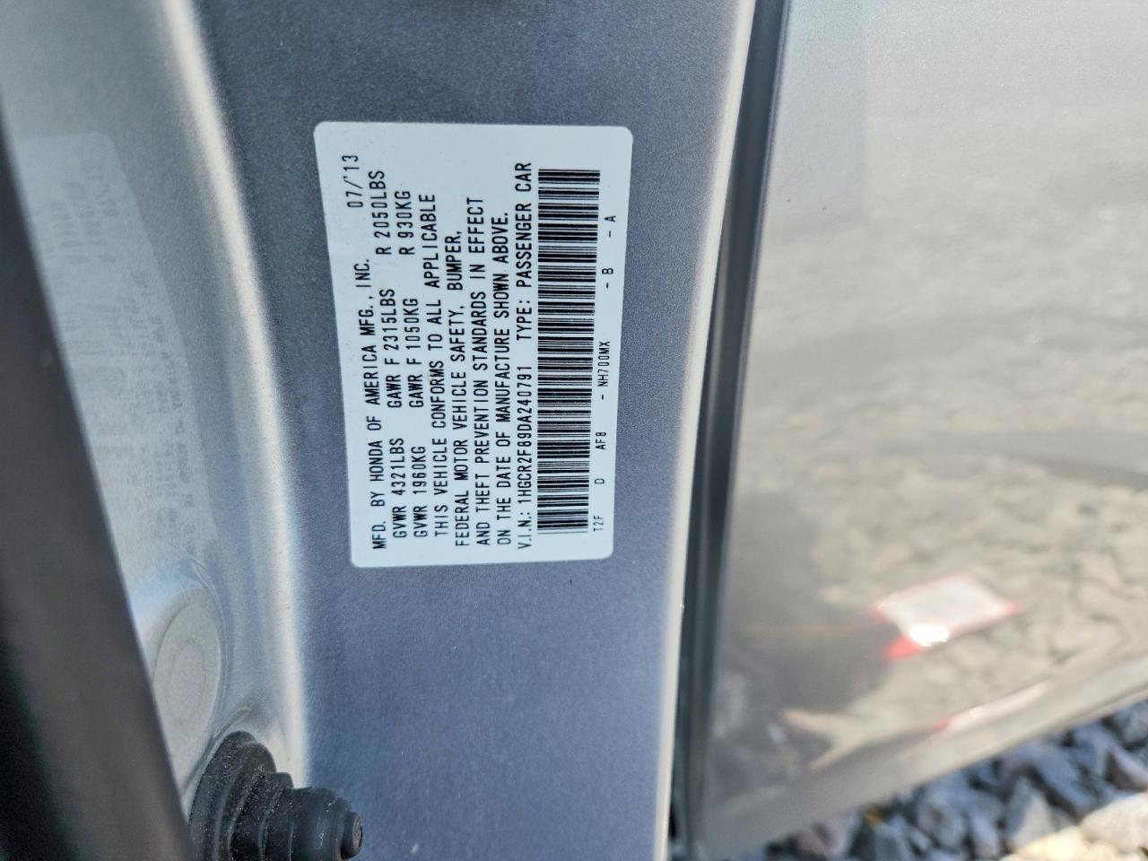 2013 Honda Accord Exl Silver vin: 1HGCR2F89DA240791