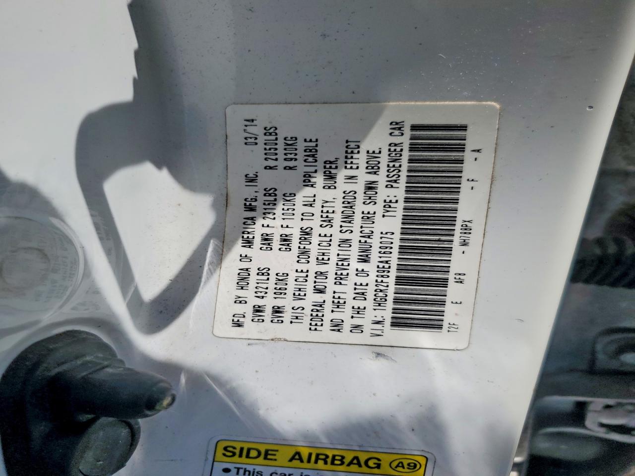 2014 Honda Accord Exl White vin: 1HGCR2F89EA169075