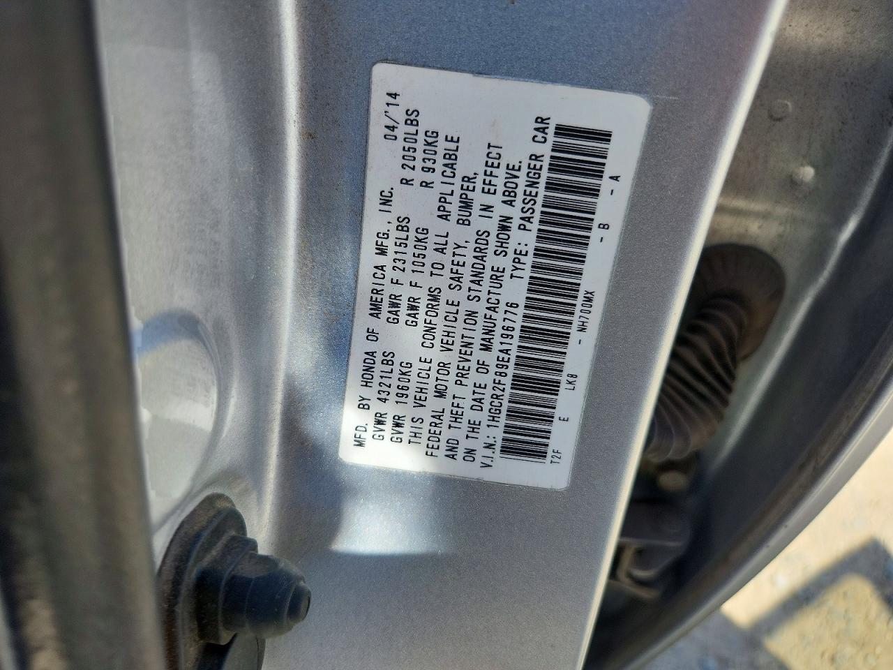 2014 Honda Accord Exl Silver vin: 1HGCR2F89EA196776