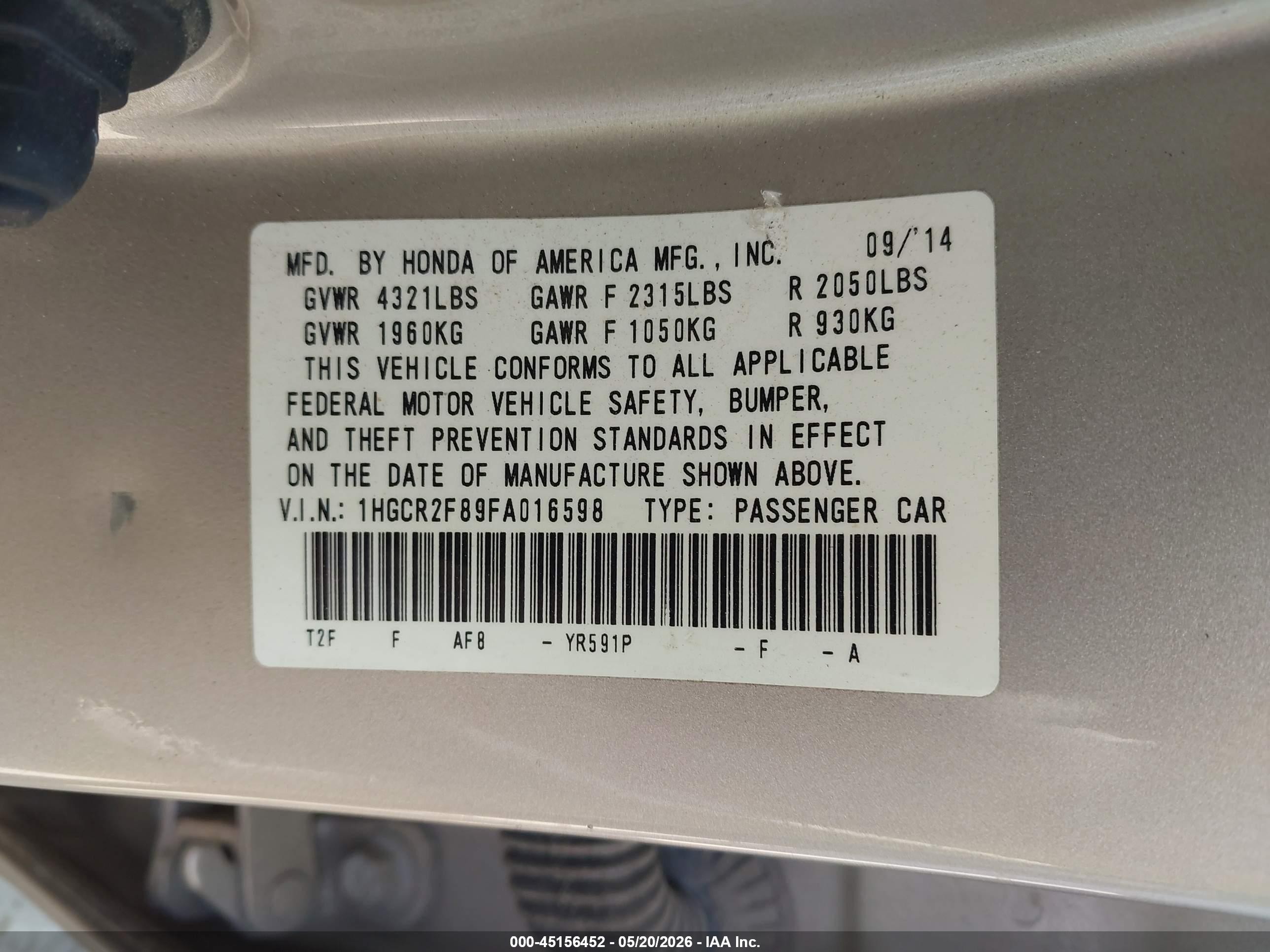 2015 Honda Accord Ex-l Золотой vin: 1HGCR2F89FA016598