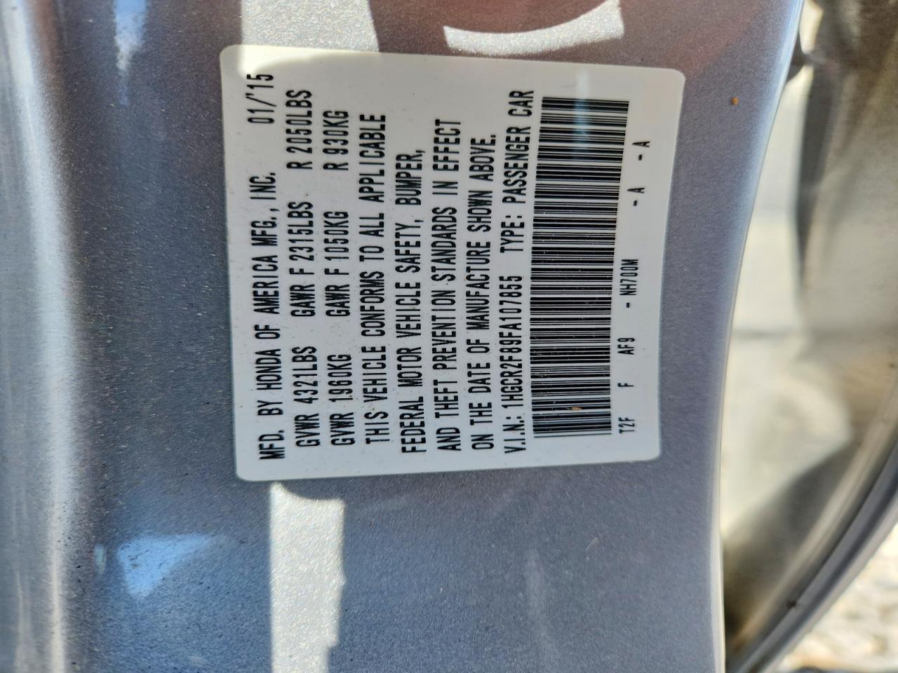 2015 Honda Accord Exl Silver vin: 1HGCR2F89FA107855