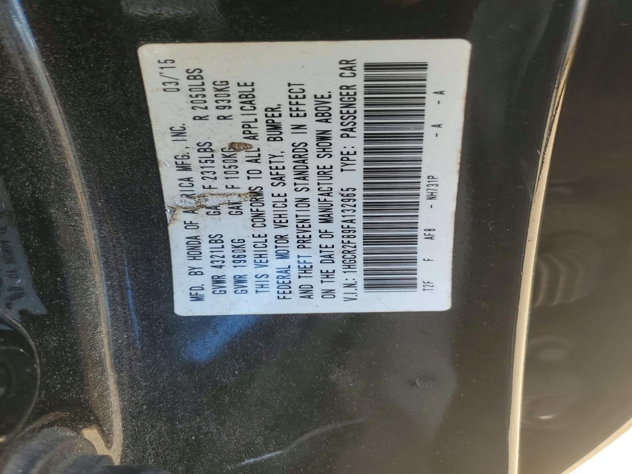 2015 Honda Accord Exl Черный vin: 1HGCR2F89FA132965