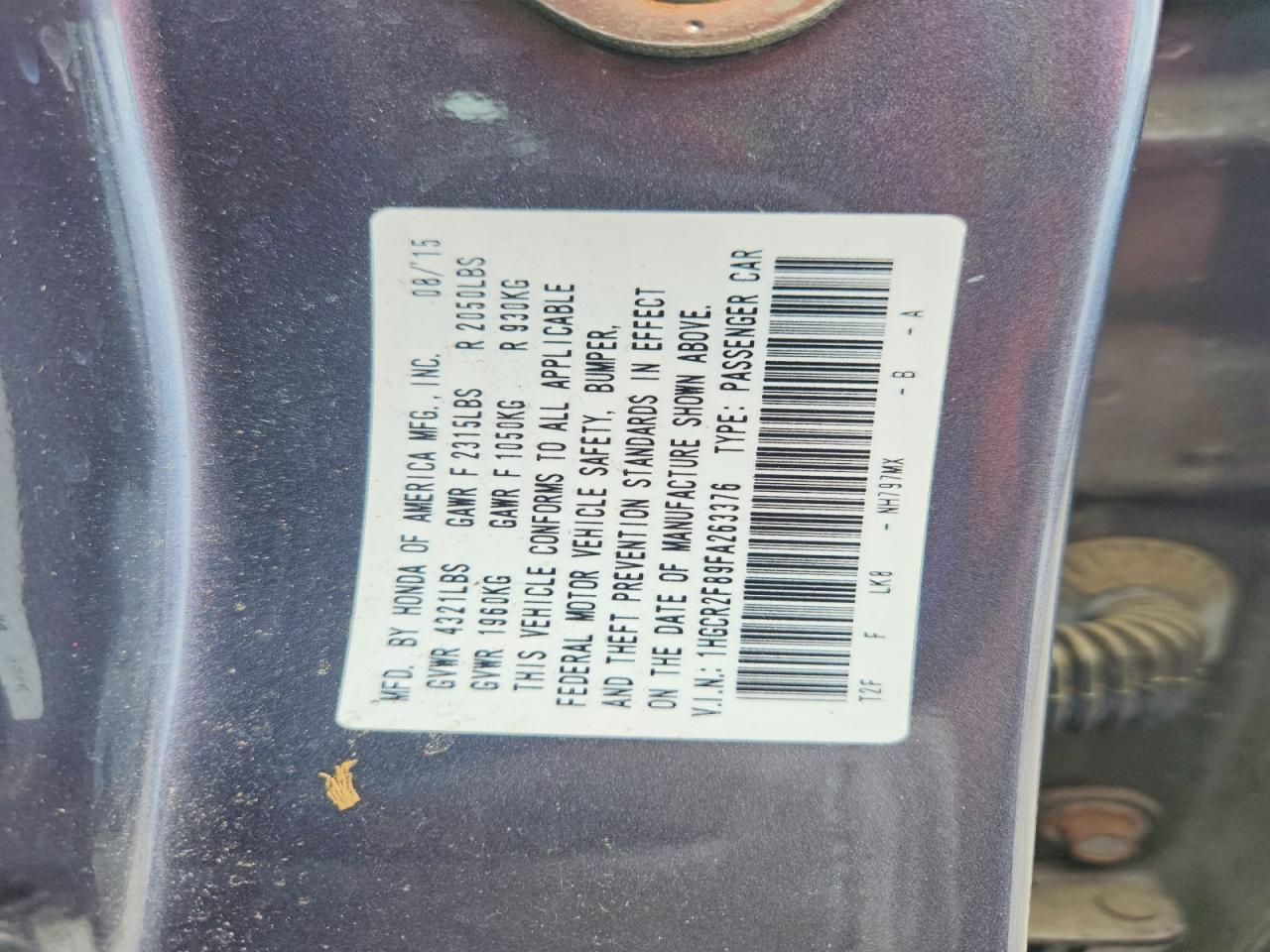 2015 Honda Accord Exl Gray vin: 1HGCR2F89FA263376